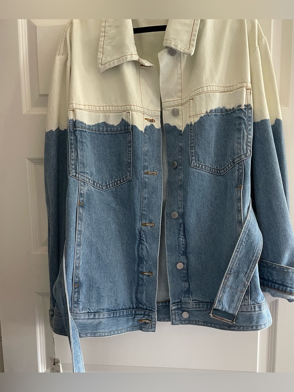 Dries Van Noten Blue and Off White Vega Denim Jacket - Picture 4 of 7